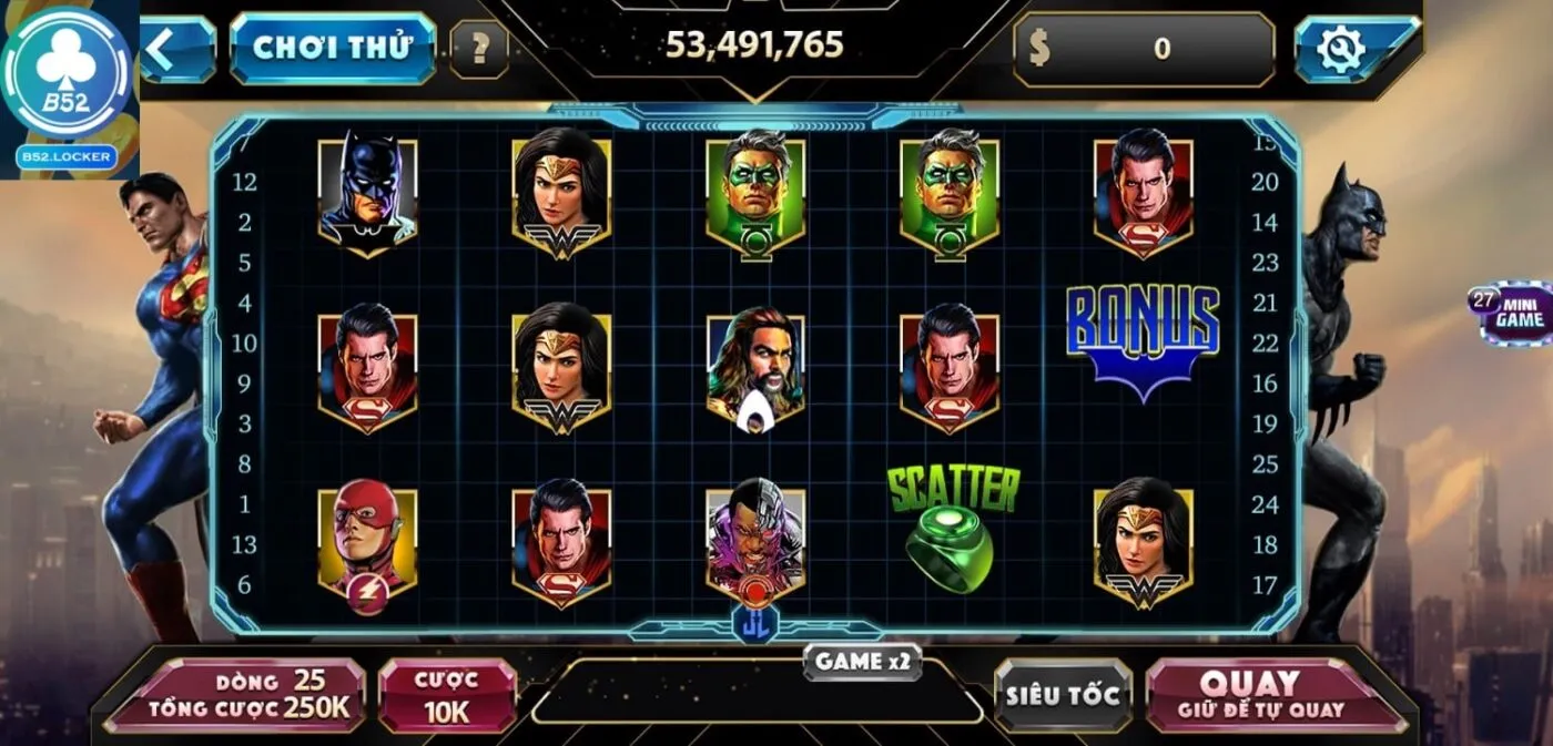 Giới thiệu game Nổ hũ Justice League b52 club